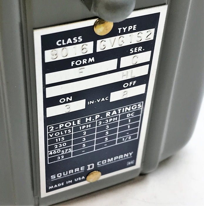 Square D Vacuum Switch Class 9016 Form F Series C (GVG1-S2) NOS