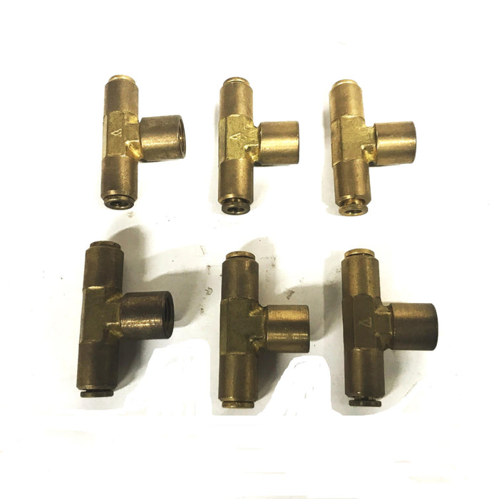 Unbranded Brass 3-Way Brass Tee 7/16 Female to 1/4 Slip Lock [Lot of 7] NOS