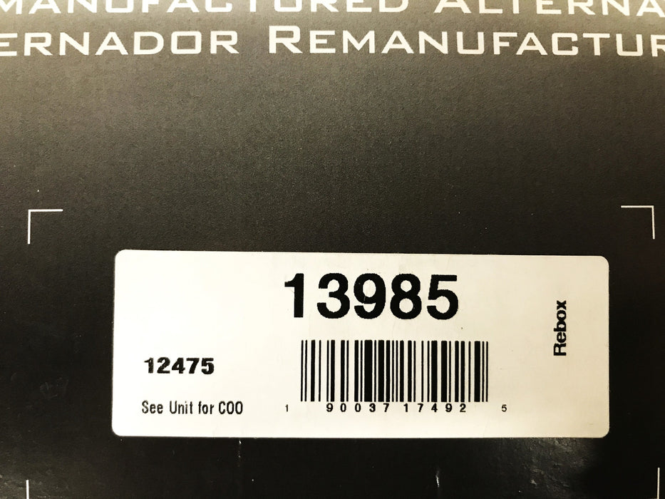 Benchmark/Remy Remanufactured Alternator 13985/12475 REMANUFACTURED