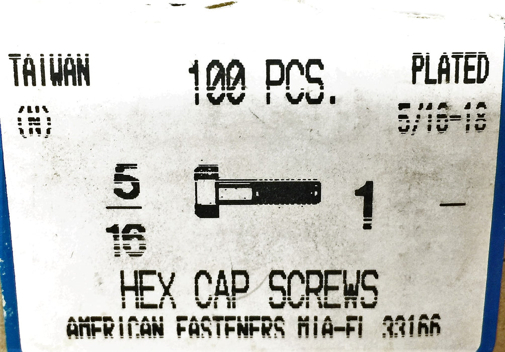 American Fasteners 5/16-18 X 1" Plated Hex Cap Screw 5305-401 (100pc) NOS