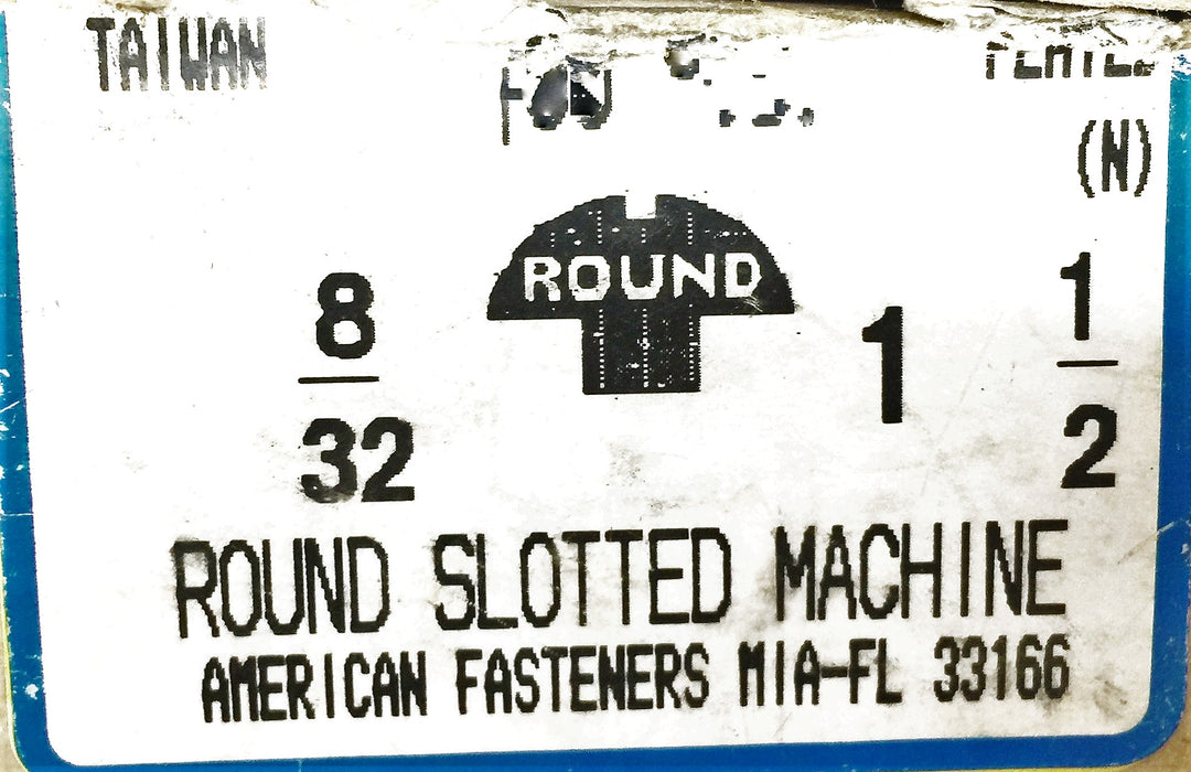 American Fasteners 8/32X1-1/2" Round Slotted Machine Screw 5305-267 (200pcs) NOS