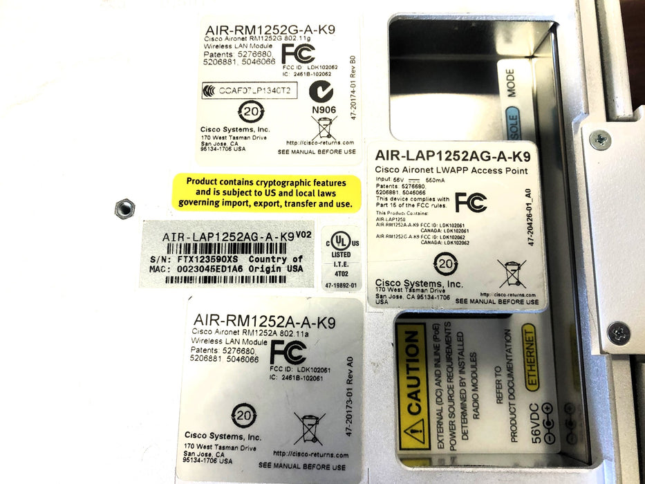Cisco Wireless Access Point With Antennas AIR-LAP1252AG-A-K9 USED