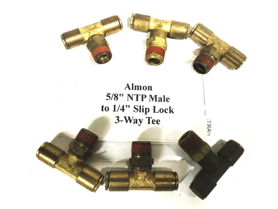 Unbranded Brass 3-Way Brass Tee 5-8 Male to 3/8 Slip Lock [Lot of 6] NOS