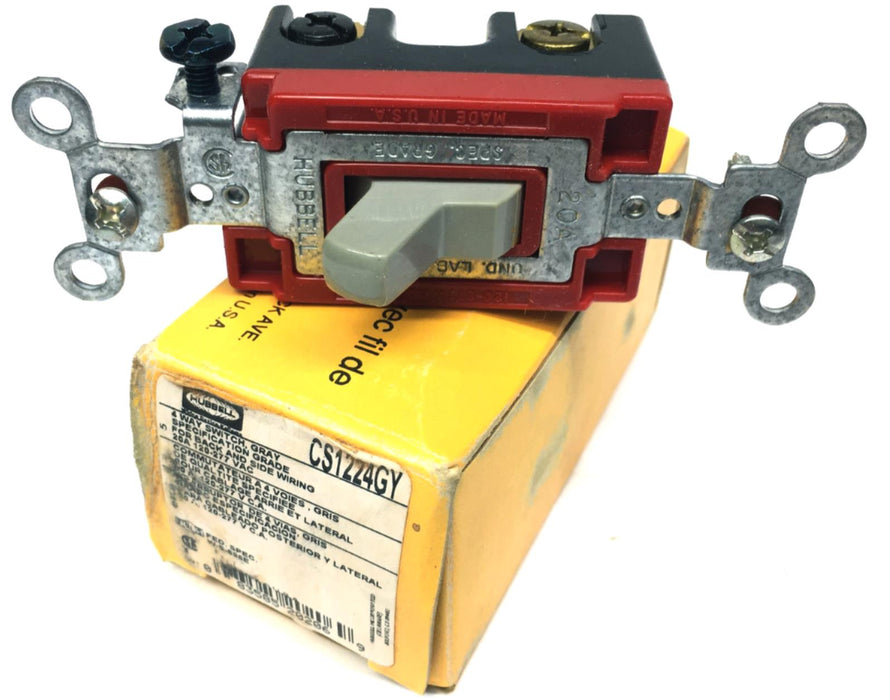 HUBBELL CS1224GY 4-Way General Purpose Heavy Duty Toggle Switch 120/277 VAC 20 A