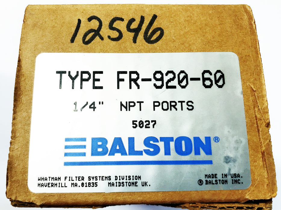 Balston Filter Assembly FR-920-60 NOS