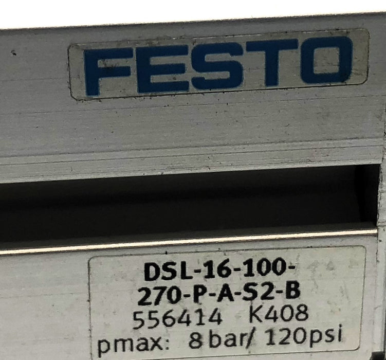 Festo 8 Bar / 120 PSI Pmax Pneumatic Cylinder DSL-16-100-270-P-A-S2-B NOS