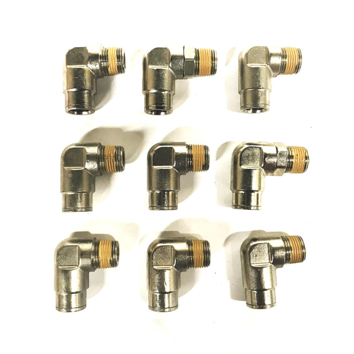 Unbranded 3/8 inch Nipple to 1/2 inch Quick Lock Elbow [Lot of 9] NOS