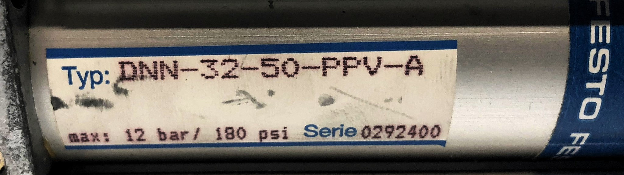 Festo 12 Bar / 180 PSI Pmax Pneumatic Cylinder DNN-32-50-PPV-A NOS
