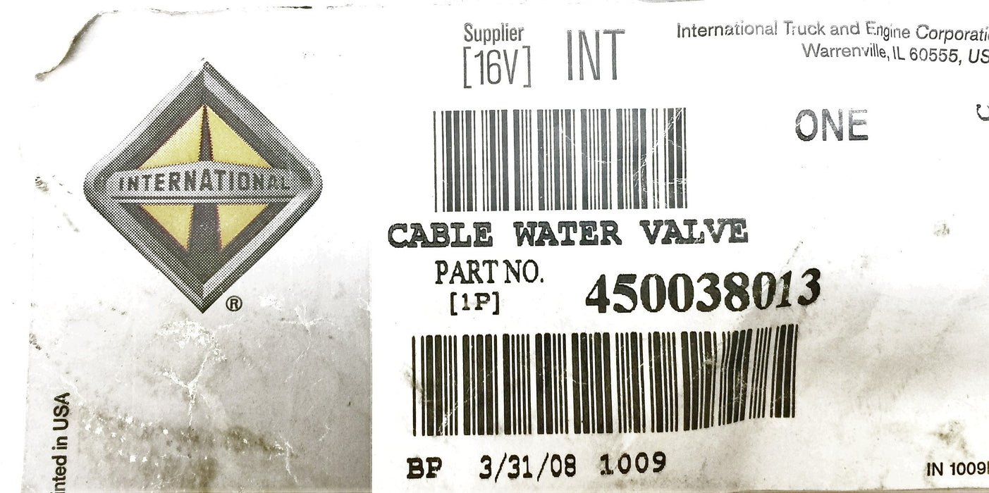 International/Navistar Water Valve Cable OEM 450038013 NOS