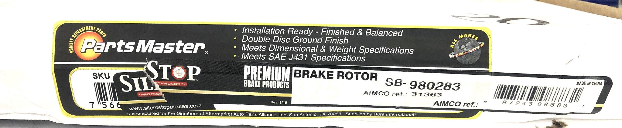 Silent Stop Parts Master Front Brake Disc Rotor SB-980283 NOS