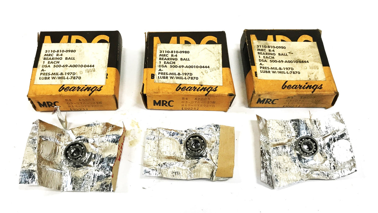 MRC Small Single Row Ball Bearing R4 [Lot of 3] NOS