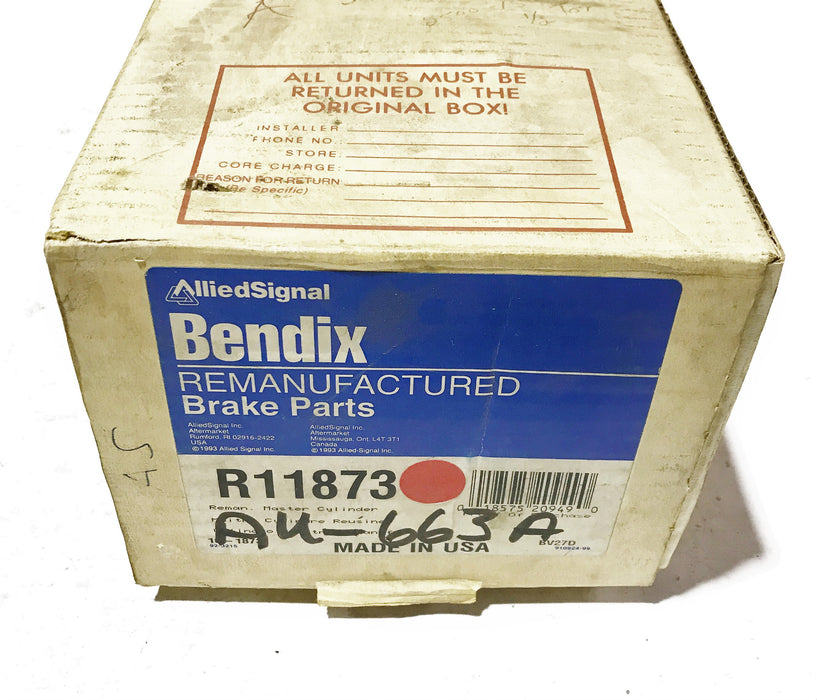 Bendix Re-Manufactured Master Brake Cylinder R11873 NOS