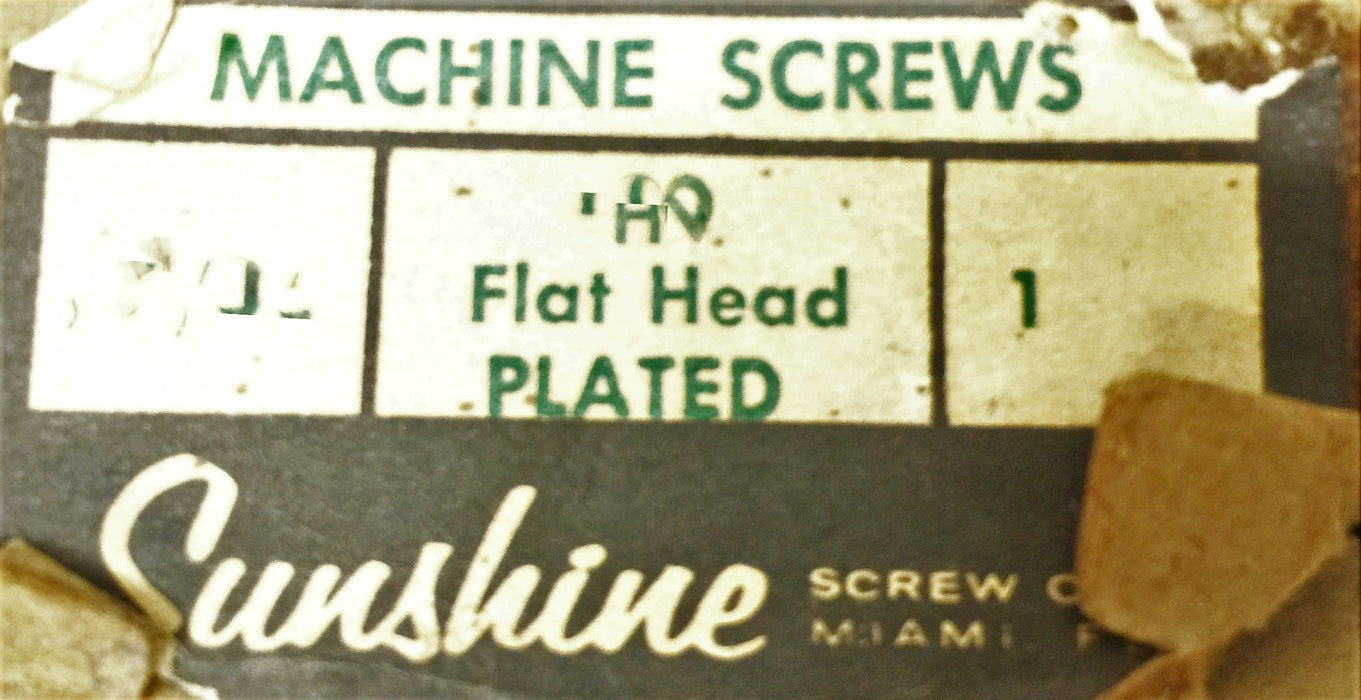 Sunshine Screw 10-32 x 1" Plated Flat Head Machine Screw 5305-300 (300pcs) NOS