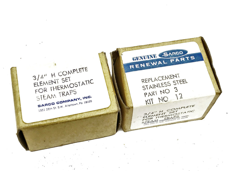 Sarco 3/4" Element Set Part # 3 Kit # 12 [Lot of 2] NOS