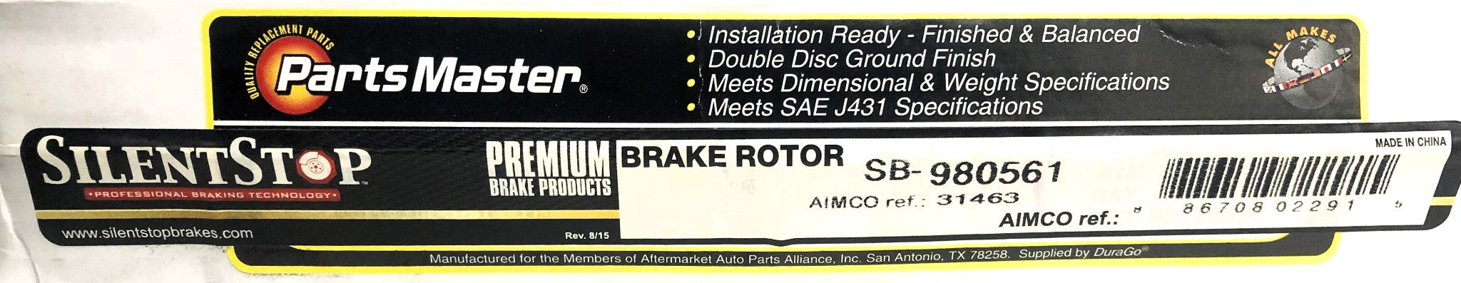 Silent Stop Parts Master Front Brake Disc Rotor SB-980561 NOS