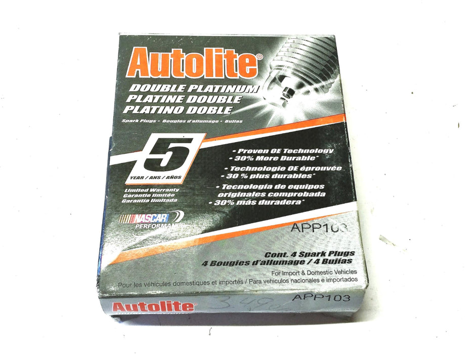 Autolite Platinum Spark Plugs Pack of 4 APP103 NOS