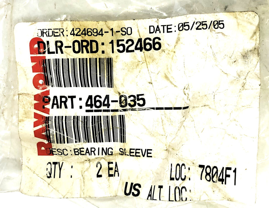 Raymond Bearing Sleeve 464-035 [Lot of 2] NOS
