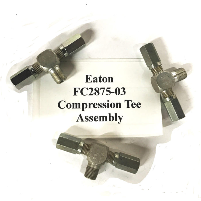 Eaton 3/8 inch x 5/16 inch Compression Fitting Tee FC2875-03 [Lot of 3] NOS