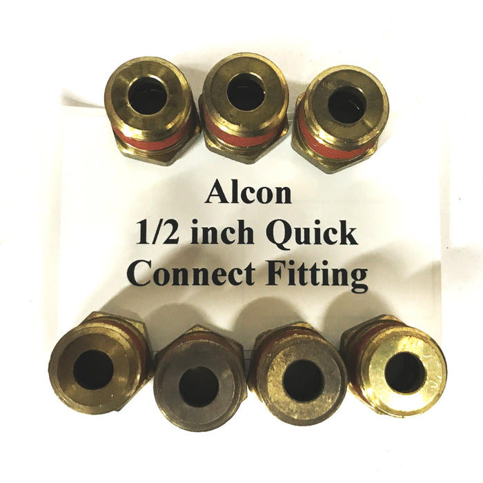 Alcon 1/2 inch Brass Quick Connect Fitting [Lot of 7] NOS