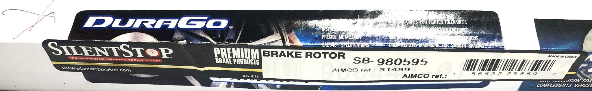 Silent Stop DuraGo Front Brake Disc Rotor SB-980595 NOS