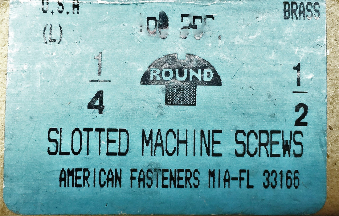 American Fasteners 1/4 X 1/2" Brass Slotted Machine Screw 717936 (50pcs) NOS