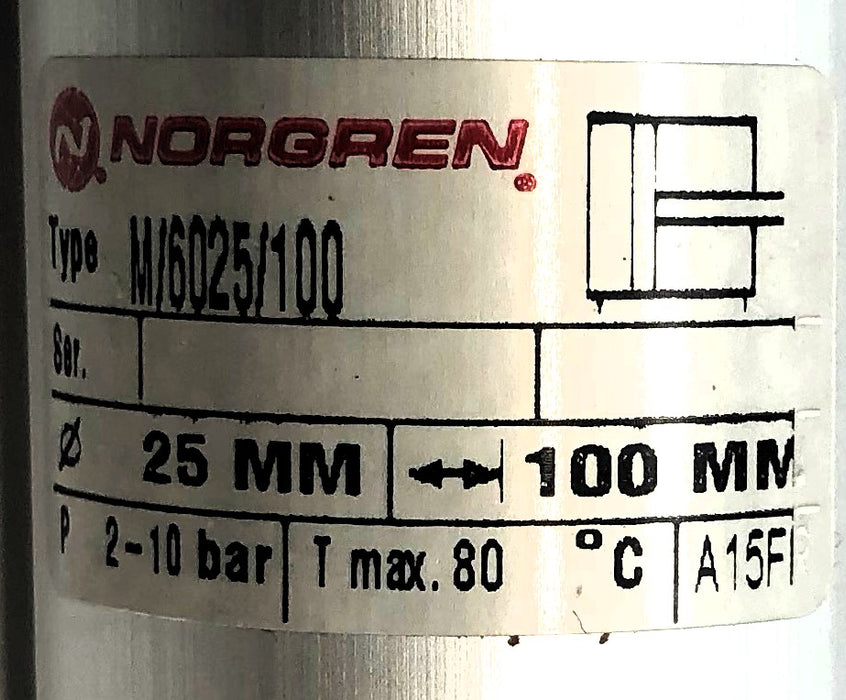Norgren 2-10 Bar Pneumatic Cylinder M/6025/100 NOS