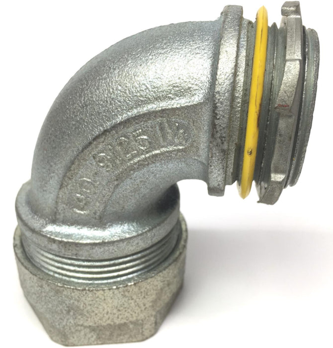 OZ Gedney 4Q9125 Liquidtight Connector, 90Â° 1-1/4", Non-Insulated, Malleable NOS