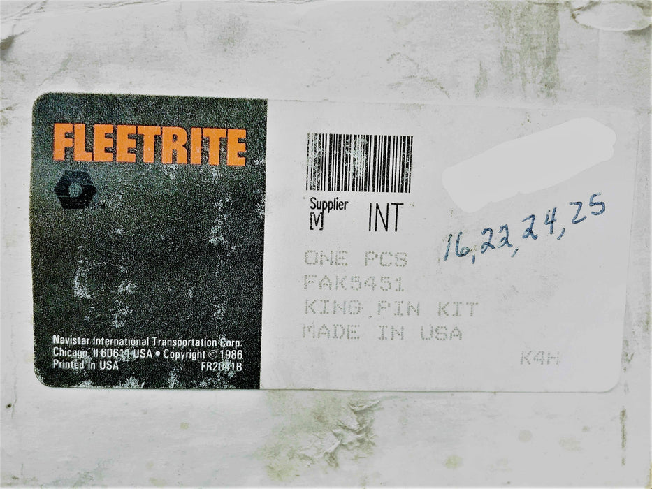 Fleetrite King Pin Set FAK5451 NOS