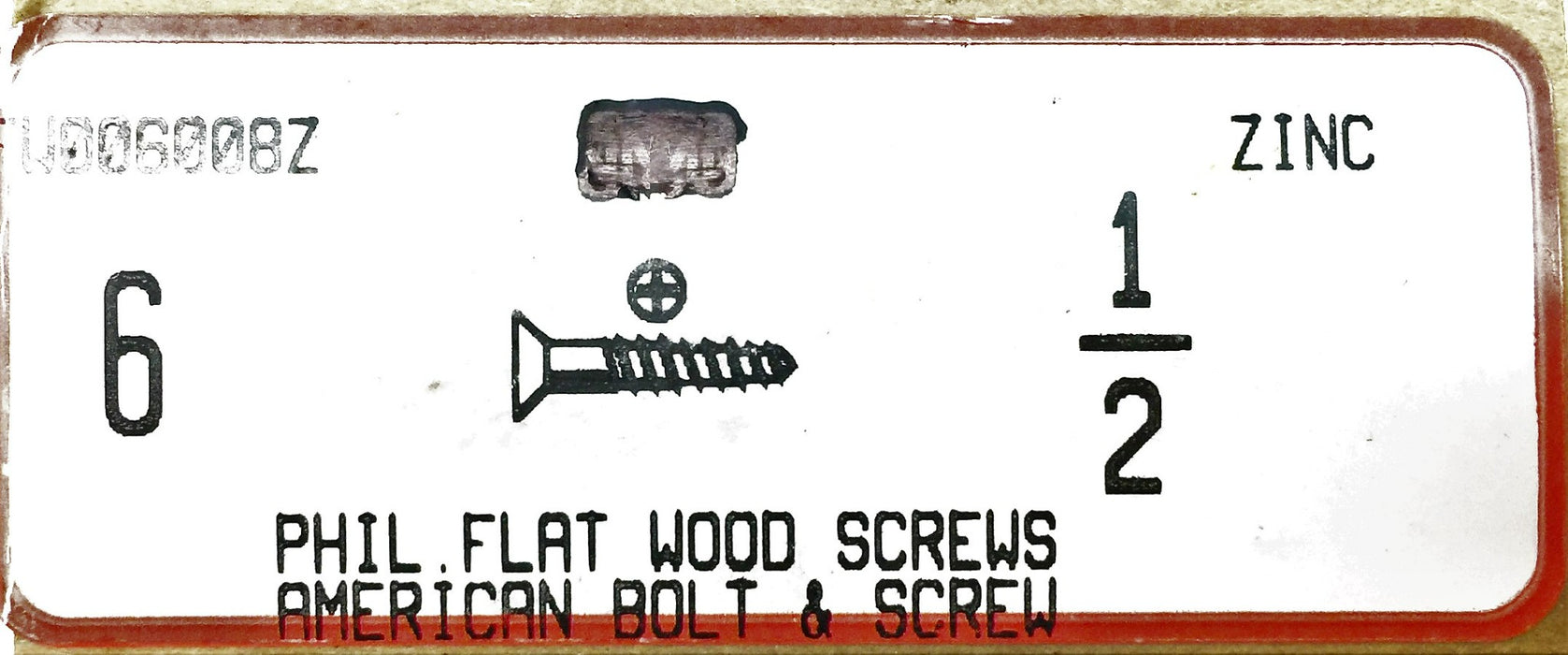 American Bolt and Screw 6 X 1/2" Phillips Flat Zinc Wood Screw 5305-177 (490pcs)