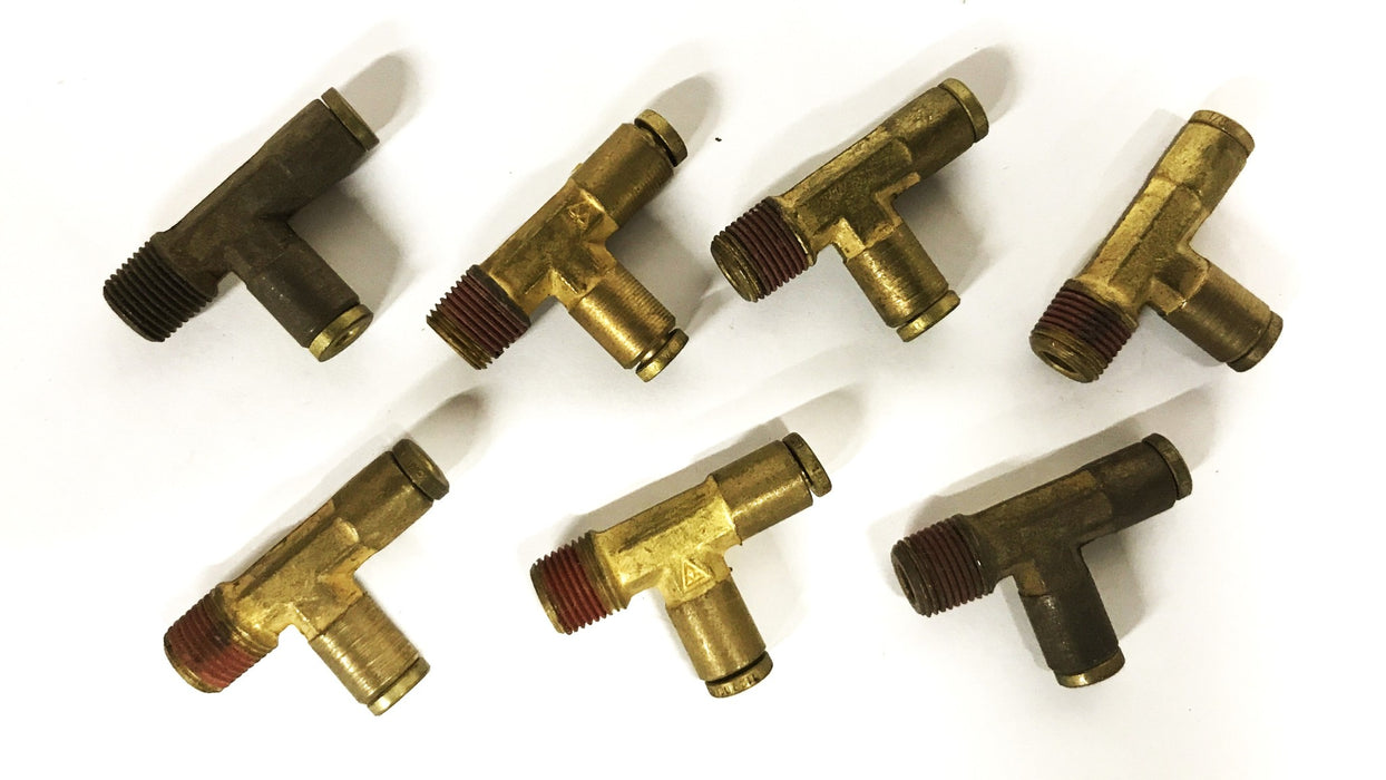 Unbranded Brass 1/8 inch Male x 1/8 inch Quick Connect Tee [Lot of 7] NOS