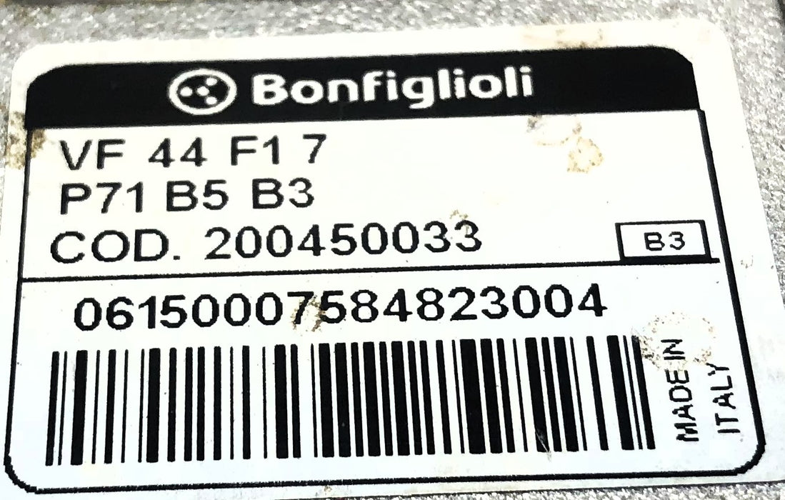 Bonfiglioli Right Angle Gearbox VF 44 F1 7 P71 B5 B3 (VF44F17-P71B5B3) NOS