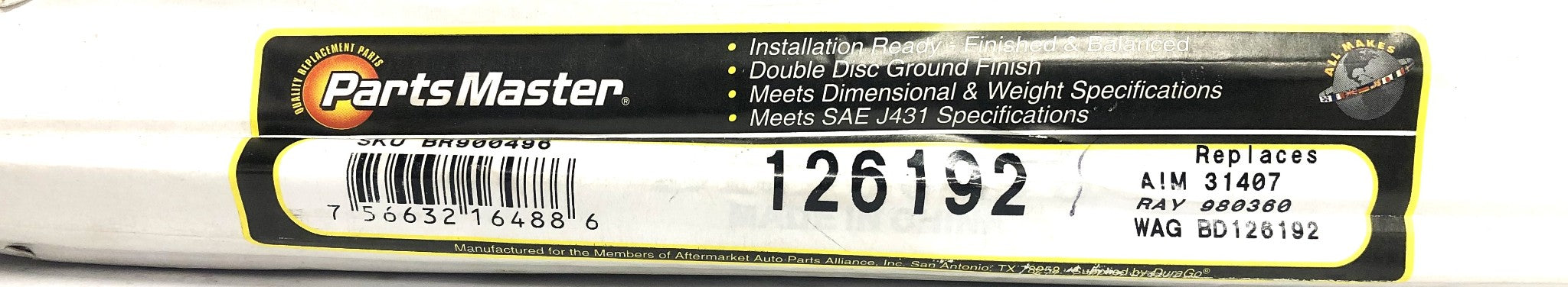 Parts Master Brake Disc Rotor BR900496 (126192) NOS