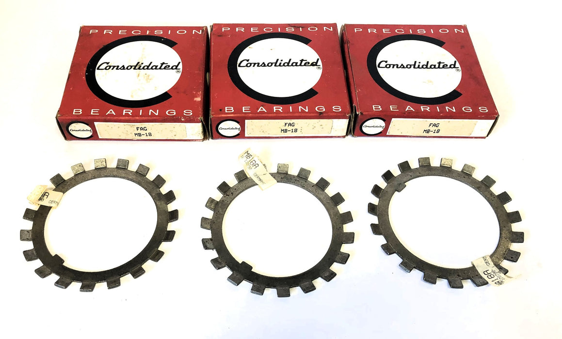 Consolidated FAG Lock Nut Washer MB-18 [Lot of 3] NOS