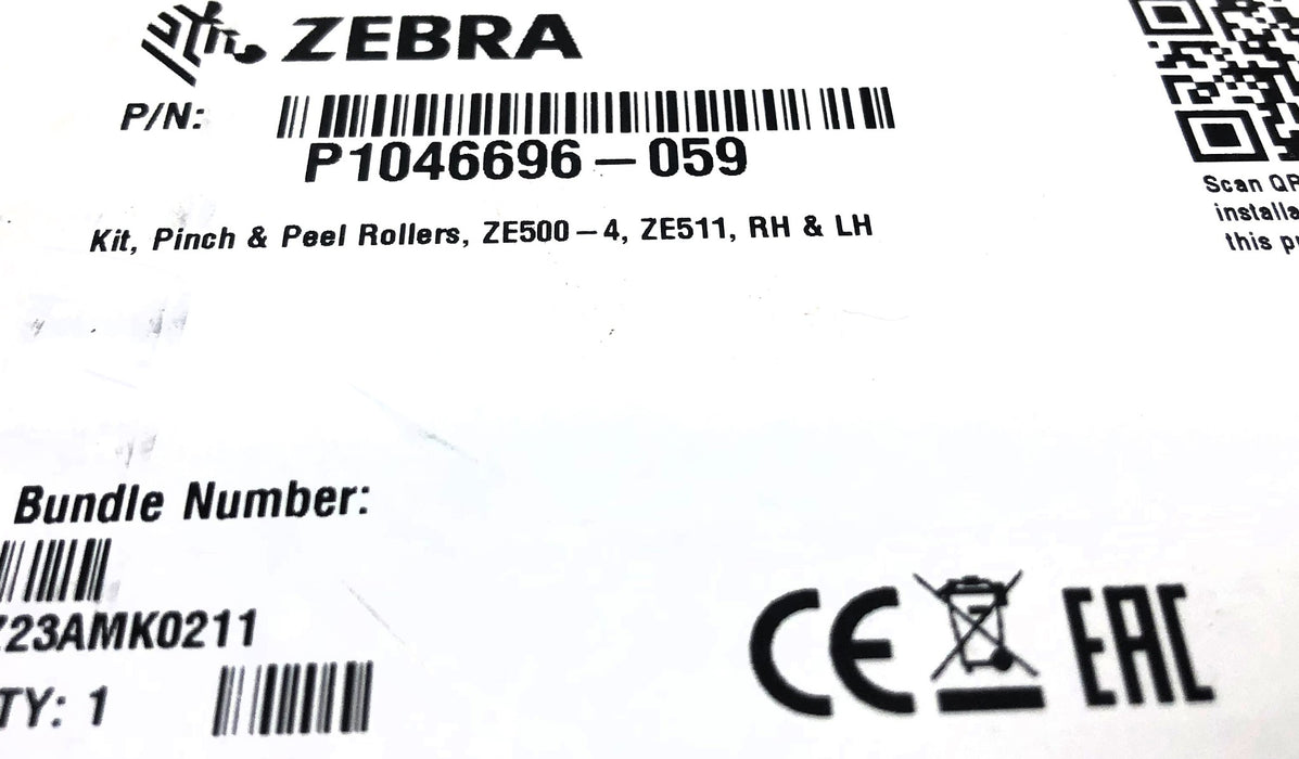 Zebra LH/RH Pinch & Peel Roller Kit P1046696-059 (ZE500 / ZE511) NOS