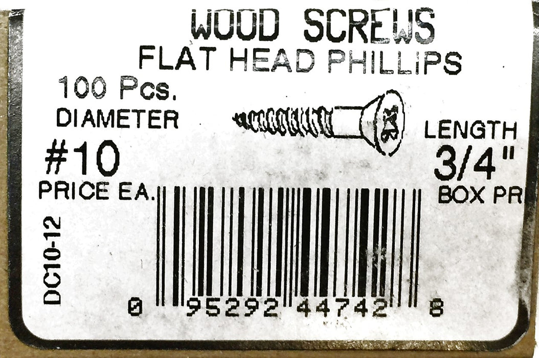 Super Brite Screw 10 X 3/4" Flat Head Phillips Wood Screw 5305-180 (100pcs) NOS