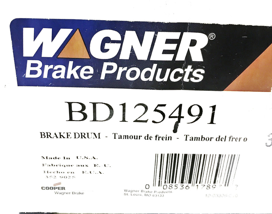 Wagner Brake Drum BD125491 NOS