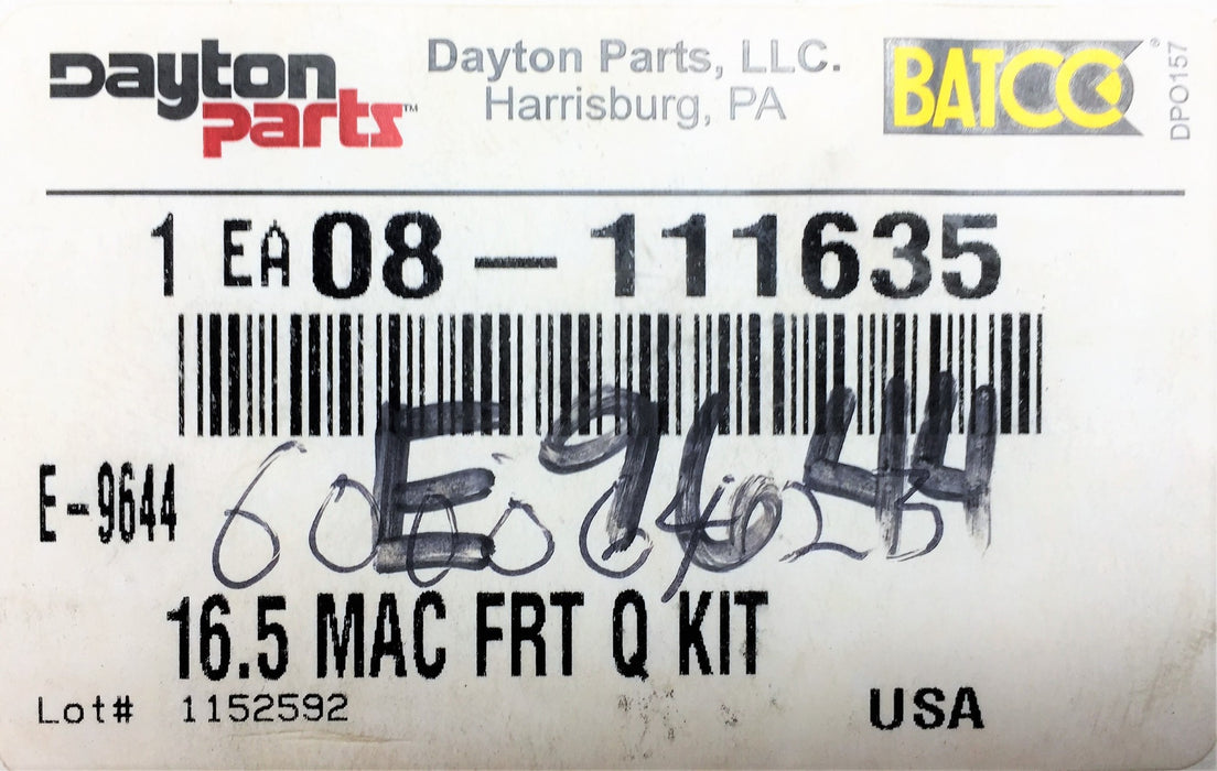 DAYTON PARTS 16.5 Brake Kit 08-111635 (E-9644) NOS