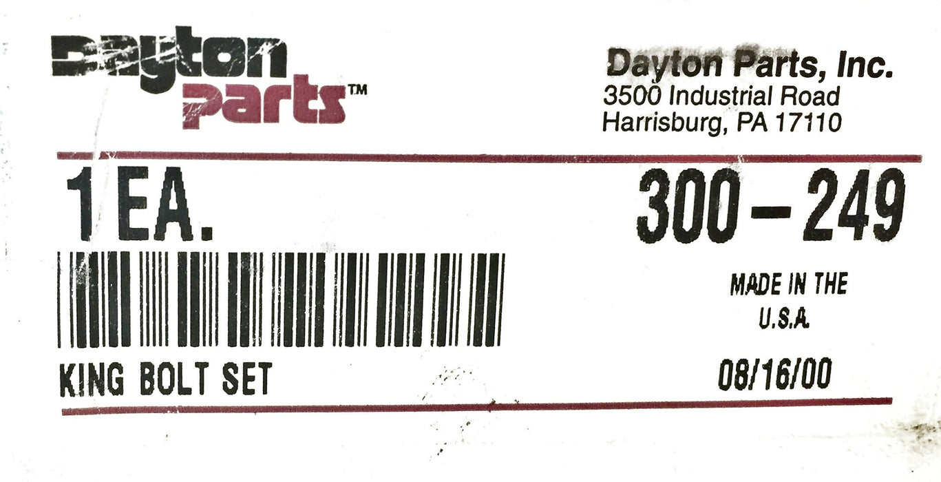 Dayton Parts Standard King Bolt Set 300-249 NOS