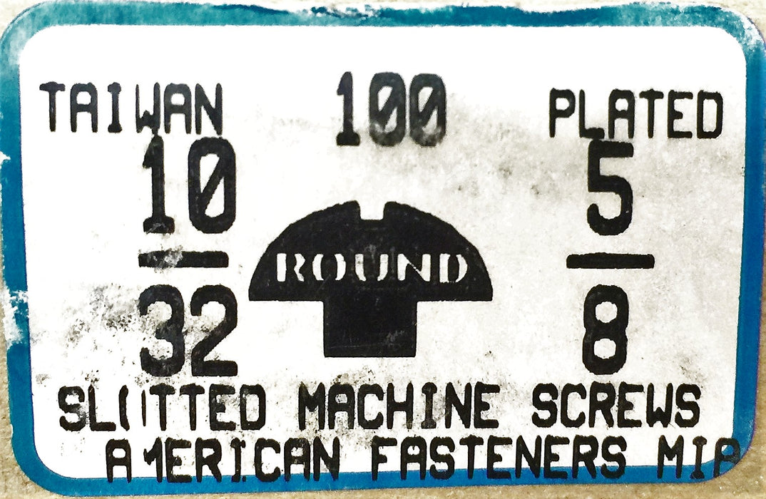 American Fasteners 10-32 X 5/8" Round Slotted M/S 5305-297 (100pcs.) NOS