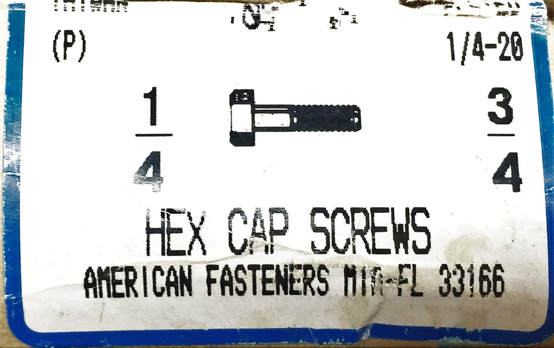 American Fastener 1/4-20 X 3/4" Hex Cap Screws 5305-391 (54pcs) NOS