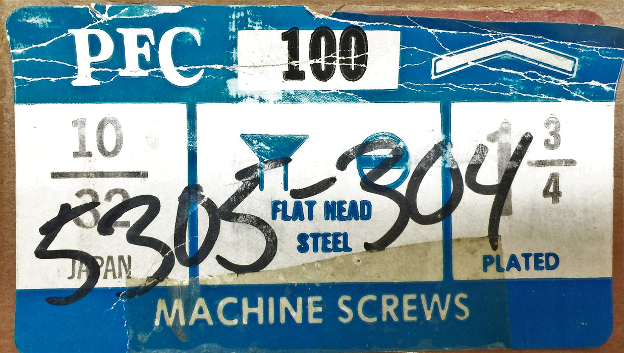 PFC 10/32 x 1-3/4" Flat Head Steel Machine Screw 5305-304 (100pcs) NOS