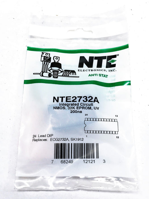 NTE Integrated Circuit, NMOS, 32K EPROM, UV, 200ns, NTE2732A NOS