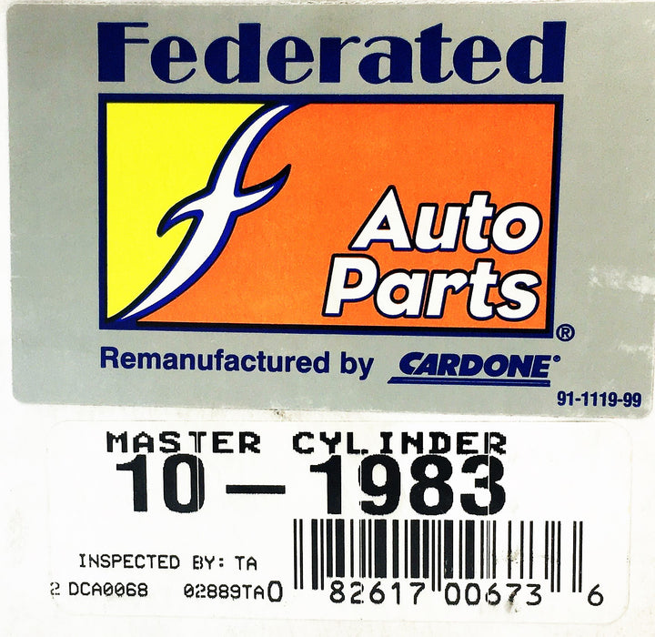 Federated Auto Parts Cardone Master Cylinder 10-1983 REMANUFACTURED