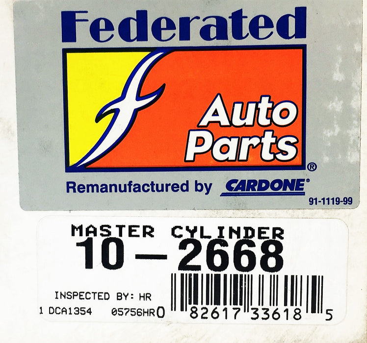 Federated Auto Parts Cardone Master Cylinder 10-2668 REMANUFACTURED