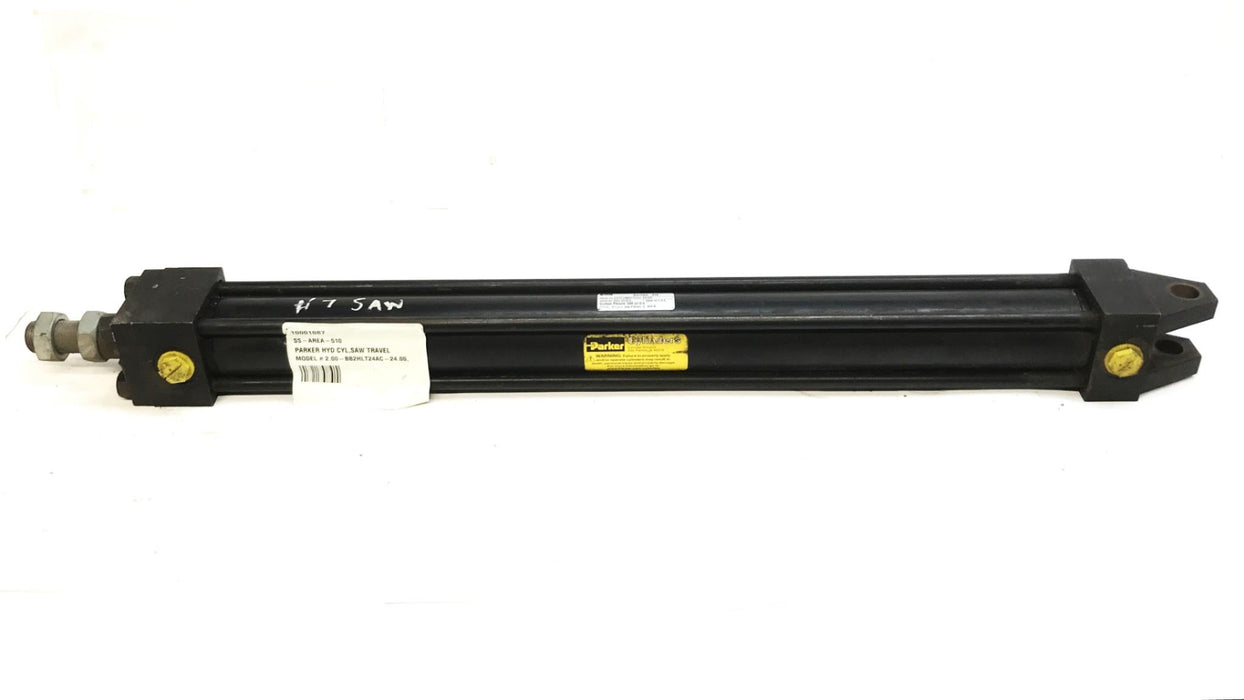 Parker Tie Rod Hydraulic Cylinder with Clevis 2.00-BB2HLT24AC-24.00 USED