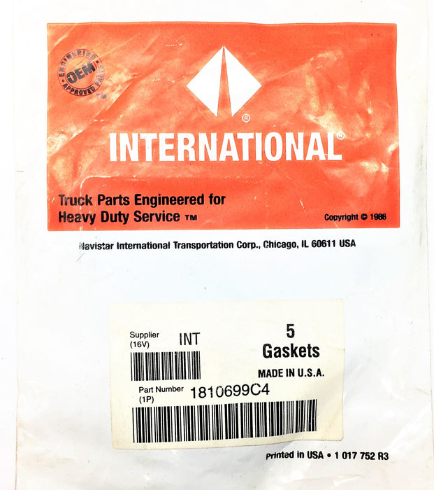 INTERNATIONAL Breather Baffle Gasket Pack (5pcs) 1810699C4 NOS