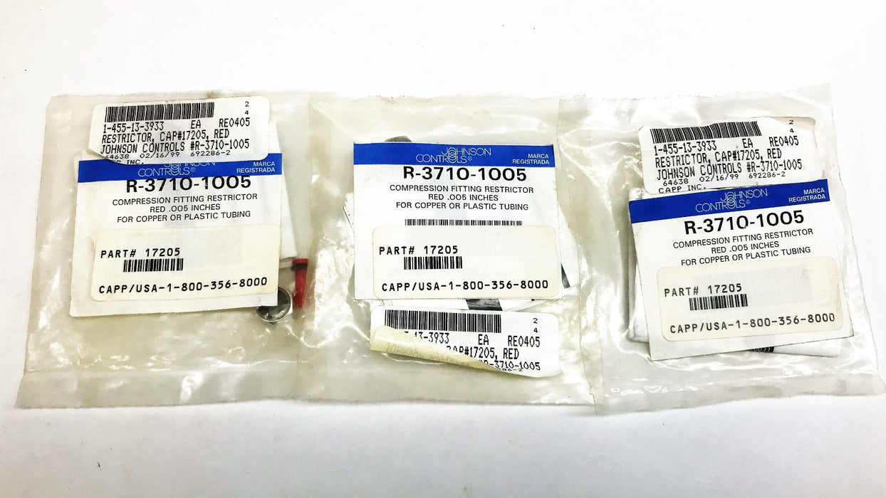 Johnson Controls Compression Fitting Restrictor R-3710-1005 [Lot of 3] NOS