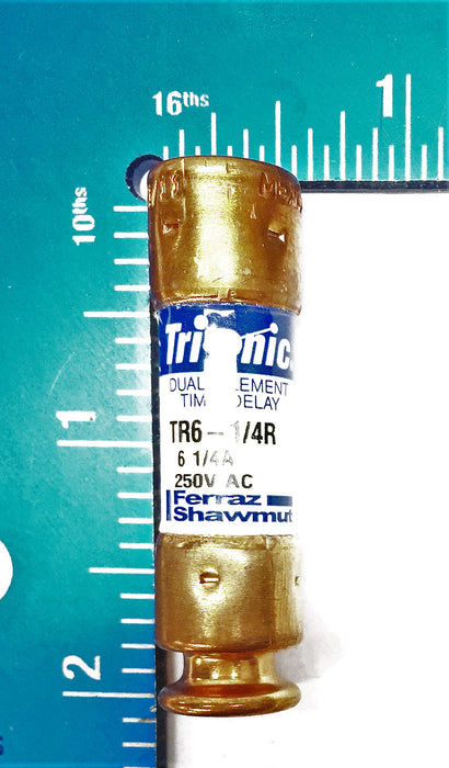 Trionic Dual Element Time Delay Fuse TR6-1/4R 250V [Lot of 6] NOS