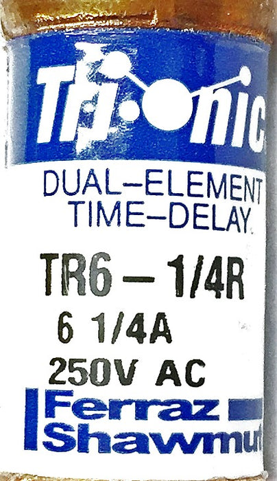 Trionic Dual Element Time Delay Fuse TR6-1/4R 250V [Lot of 6] NOS