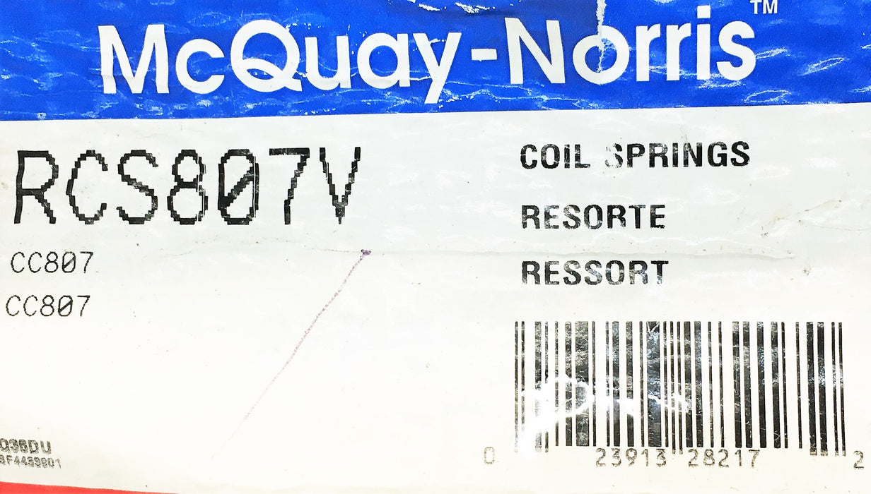 McQuay-Norris Suspension Coil Spring Set Black Pair RCS807V NOS